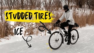 Are Studded Tires Worth It Testing Studded Tires on Ice  Winter Cycling  Winter Biking [upl. by Ramal]