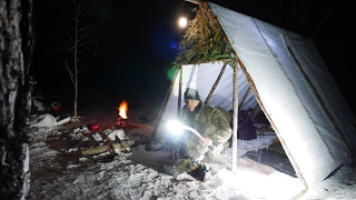 WINTER BASECAMP SHELTER quotSwedish Army Stovequot [upl. by Aiza179]