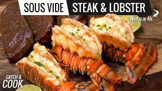 Sous Vide LOBSTER and STEAK  Catch and Cook Lobster VLOG 1 [upl. by Nets892]