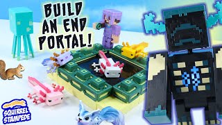 Minecraft Electronic Warden Action Figure Builds an Axolotl End Portal Pond Mattel Review [upl. by Niliac842]