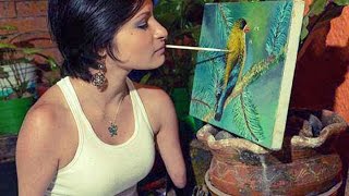 Inspirational Woman Born Without Limbs Is Incredible Painter [upl. by Acinorev]