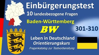 Einbürgerungstest BadenWürttemberg 10 landesbezogene Fragen [upl. by Ambrosi621]