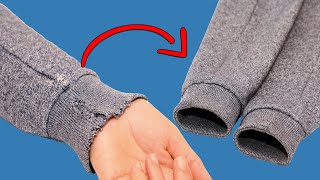 How to fix worn cuffs and sleeves in 5 minutes  a sewing trick [upl. by Anielram]