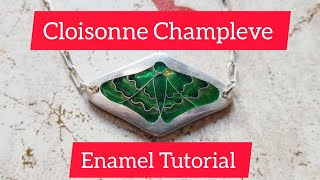 How to Make Champleve Cloisonne Enamel Enameling techniques Tutorial Green Moth [upl. by Isaac168]