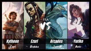 Kytheon VS Ezuri VS Arcades VS Yuriko  FFA EDH Tribal Commander Gameplay Video [upl. by Tempa702]