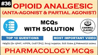 36 MCQs on Opioid Analgesics  Pharmacology MCQS Carewell Classes [upl. by Rice]