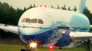 Boeing 787 Dreamliner Prototype  Wet amp Windy Takeoff [upl. by Odelinda]