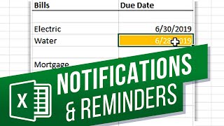 How to Create Notifications or Reminders in Excel [upl. by Eiggem]