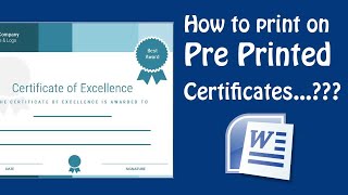 How to print on pre printed certificate using Microsoft Word  MS Word Tutorials [upl. by Siaht]