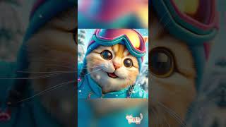 cat skiing cat cute cutecat cutecatshorts funny pets kitten funnycats [upl. by Aitnecserc]