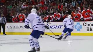 Phaneufs and Komisareks Big Hits vs Flyers  Oct 23rd 2010 HD [upl. by Lahcear746]