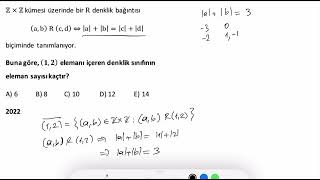 Soyut Matematik Bağıntı Soru Çözümü 10 Denklik bağıntısı 2022İ Benzer öabtmatematik [upl. by Tini]