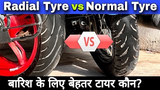 Radial Tyre VS Normal Bias Ply Tyre  Which Tyre Is Better For Motorcycle  Best Monsoon Bike Tyre [upl. by Bedell]