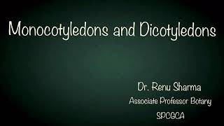 Monocotyledons and Dicotyledons  Dr Renu Sharma [upl. by Jadwiga820]