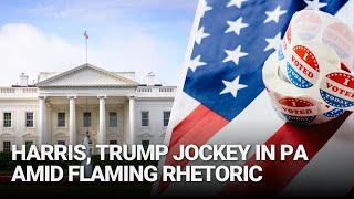 Harris Trump Jockey for Trust Amid Flaming Rhetoric [upl. by Ardnalac]