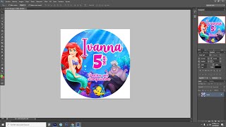 Aprende a hacer una etiqueta redonda en PHOTOSHOP sirenita [upl. by Ydor]