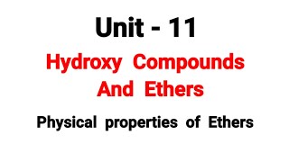 Physical properties of ethers  Hydroxy Compounds And Ethers  TN 12th Chemistry  in tamil [upl. by Douglas672]