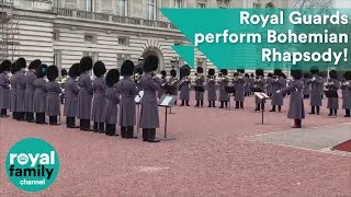 Guards brilliant performance of Queens Bohemian Rhapsody outside Buckingham Palace [upl. by Karlyn]