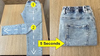 How to Fold Jeans travel spacesaving [upl. by Amuwkuhc]