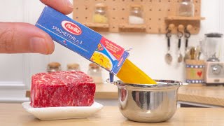 How to make Miniature Spaghetti Meatballs  Miniature Cooking Recipe  Tiny Cakes [upl. by Acimaj]