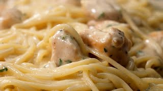 Pasta alfredo con pollo 🤤 Como hacer una DELICIOSA receta con spaghetti [upl. by Harty740]