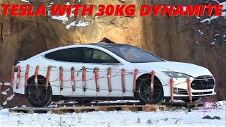 Tesla blown up by 30 kg Dynamite by a disgruntled owner [upl. by Dnumde330]