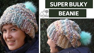 CROCHET Super Bulky Crochet Beanie Pattern by Winding Road Crochet [upl. by Fischer]