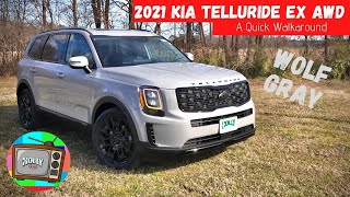 2021 Kia Telluride EX AWD in Wolf Gray Nightfall Edition  A Quick 360 Walkaround [upl. by Pinzler]