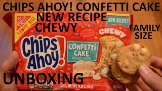 Unboxing Chips Ahoy Chewy Confetti Cake Cookies New Recipe Family Size [upl. by Manon391]