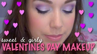 ♡ Sweet and Girly Valentines Day Makeup Pink and Purple ♡ [upl. by Calle]