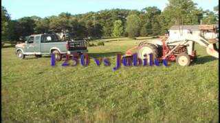 Ford F250 69L Diesel vs Ford Jubilee Tractor in a Pull Off  Tug of War [upl. by Ineslta209]