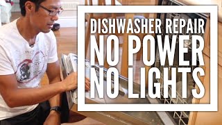 KitchenAid Dishwasher Repair  No Power No Lights and Grinder Clean up [upl. by Solokin]