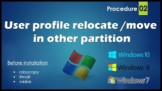 How to relocate or move users profile to another drive in windows 7 amp 10 PART02 [upl. by Llieno793]