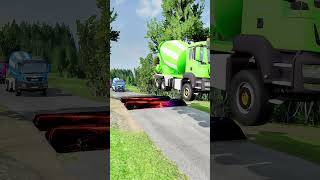 CONCRETE MIXER vs GIANT SPEED BUMPS Shorts TruckFail RoadTripDisasters ConstructionFail [upl. by Buroker]