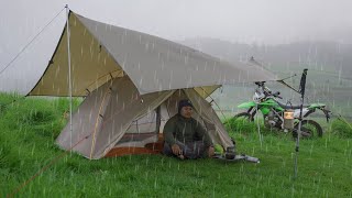 Solo camping in Rain  WIND STORM all night  ASMR [upl. by Eblehs992]