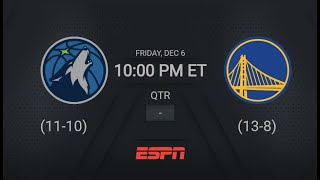 Minnesota Timberwolves  Golden State Warriors  NBA on ESPN Live Scoreboard [upl. by Ynohtna]