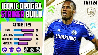 OVERPOWERED ICONIC BEST DROGBA STRIKER BUILD EA FC 24 Pro Clubs [upl. by Enilemme]