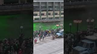 Timelapse Chicago River goes green for St Patricks Day [upl. by Etyak276]