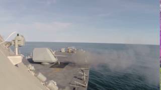 USS Detroit LCS 7 Combat System Ship Qualification Test57mm gun [upl. by Ocirederf369]