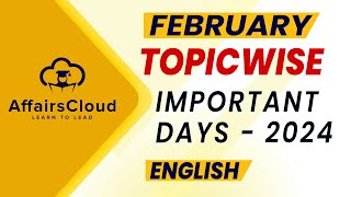 February 2024  Important Days  English  AffairsCloud [upl. by Quintilla565]