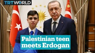 Palestinian teenager meets Turkeys President Recep Tayyip Erdogan [upl. by Cecilius688]