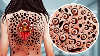 ASMR Remove Parasite Eyes amp Mutant Eye on human back  Deep Cleaning Animation [upl. by Ecnerwal]