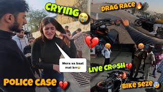 Brutal crsh on duke💔😭 Bike sezed😰 Drg race❤️‍🔥  Kawasaki H2r [upl. by Suoiluj]