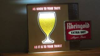 Vintage 1950s RHEINGOLD EXTRA DRY LAGER BEER Light Up Carbonated Motion Pub Tavern Sign [upl. by Rowen]