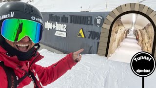 Skiing the famous Tunnel Piste  Alpe d’Huez  Insta360 [upl. by Arraek356]