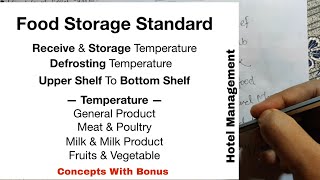 Food Storage Standard  Receive amp Storage Temperature  Hotel Management Tutorial  Culinary [upl. by Celio]