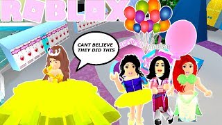 👸PRINCESS BELLE SURPRISE BDAY BASH🎉 PRANK GONE WRONG SHE CRIED WMULAN amp SNOW WHITEROBLOX [upl. by Srednas]