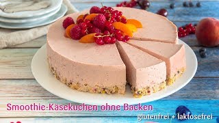 SmoothieKäsekuchen ohne Backen  glutenfrei  laktosefrei [upl. by Frey]