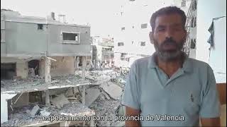 Mensaje de apoyo a València desde el campo de refugiados de Jabalia en el norte de Gaza [upl. by Aroved]