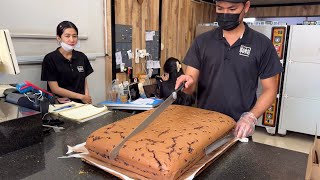 Giant Castella Cake Cutting Skills [upl. by Noseyt]